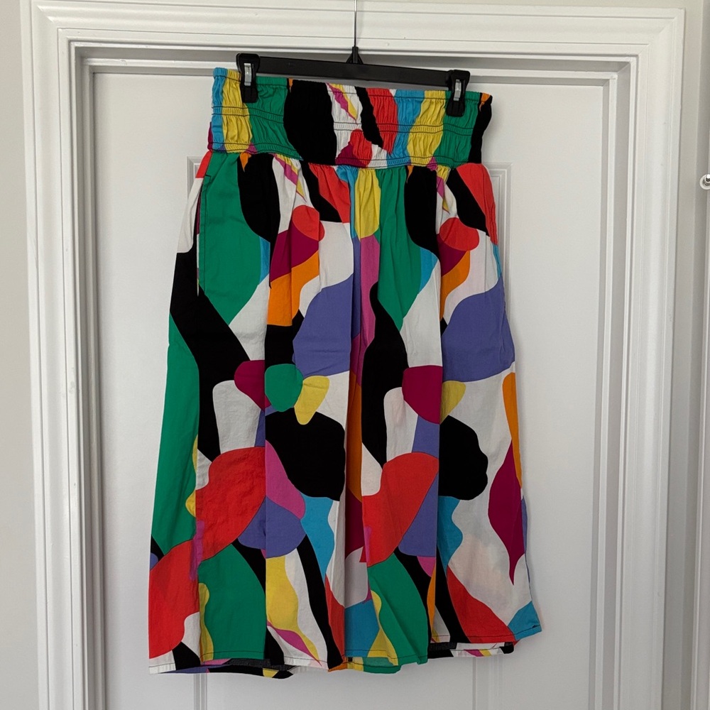 A New Day Green and Blue Pleated A-line Midi Skirt